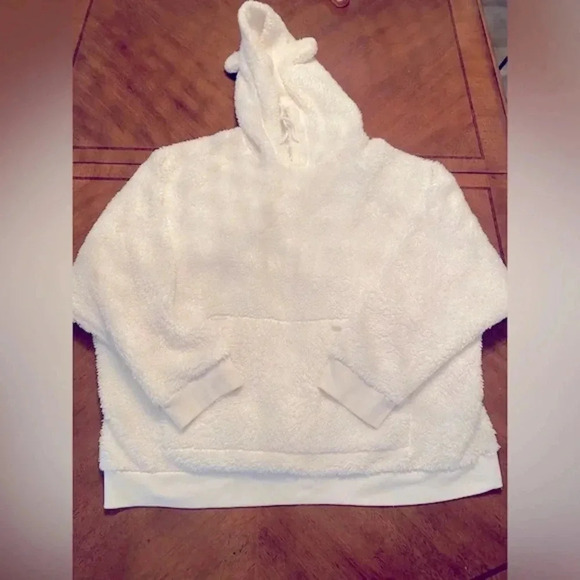 Gully Hicks by Hollister Women’s‎ White Fleece Hoodie w/Kangaroo Pockets EUC M/L - Picture 9 of 12